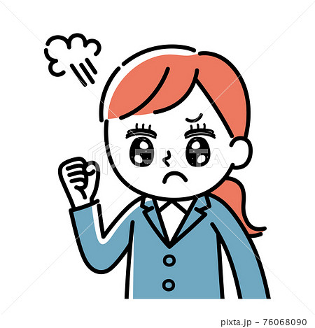 怒っているスーツを着た女性のイラスト 怒っているスーツを着た女性のイラスト 76068090