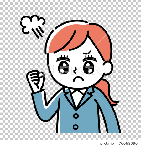 怒っているスーツを着た女性のイラスト 怒っているスーツを着た女性のイラスト 76068090