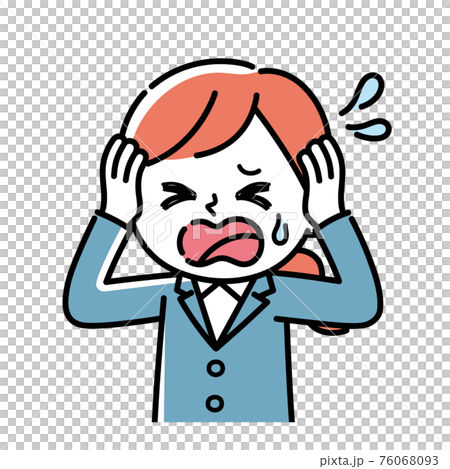 焦っているスーツを着た女性のイラストのイラスト素材