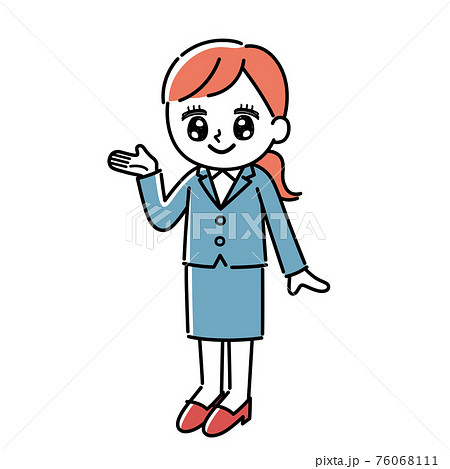 案内しているスーツを着た女性のイラストのイラスト素材