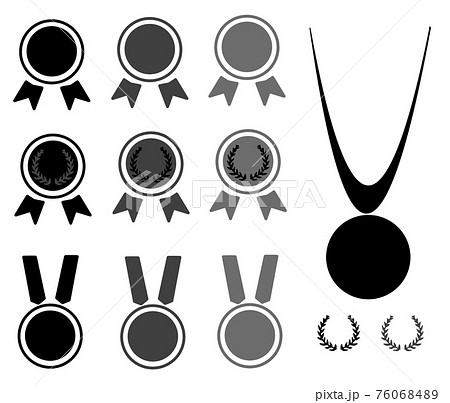 金メダル銀メダル銅メダルのシルエットのイラスト素材