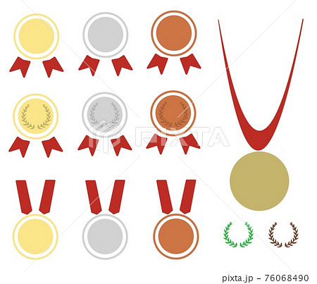 金銀銅の勝利を掴んだメダルの素材のイラスト素材