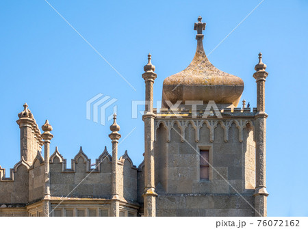 The walls and towers of the old palace on the...の写真素材 [76072162] - PIXTA