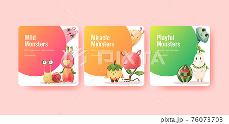 Advertise Template With Monster Concept Design のイラスト素材