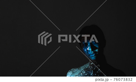 art portrait female loneliness blue woman face 76073832