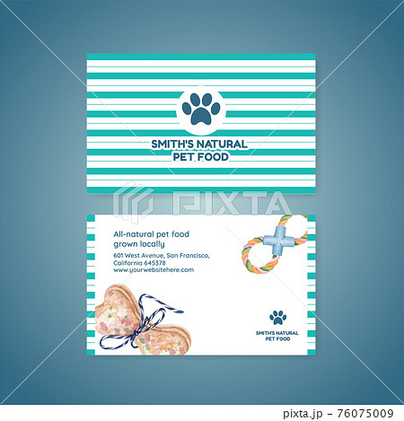 Name card template with cute dog concept,watercolor style 76075009