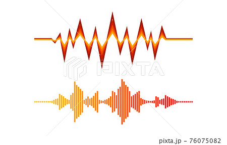 Acoustic Soundwave or Audible Sound Track with Graph Vibration Vector Set 76075082