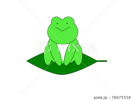 葉っぱに乗った蛙のイラストのイラスト素材