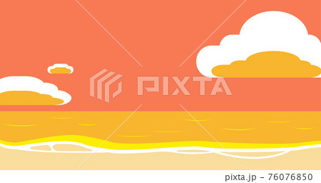 ブログアイキャッチ向け シンプルな夕方の浜辺のイラスト素材のイラスト素材