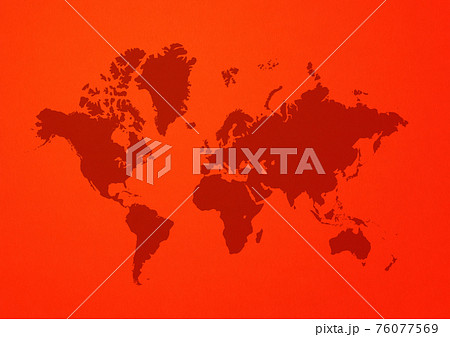 World map on red wall background World map on red wall background 76077569