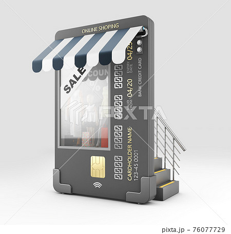 3d Rendering of Credit card with showcase. Clipping path included 76077729