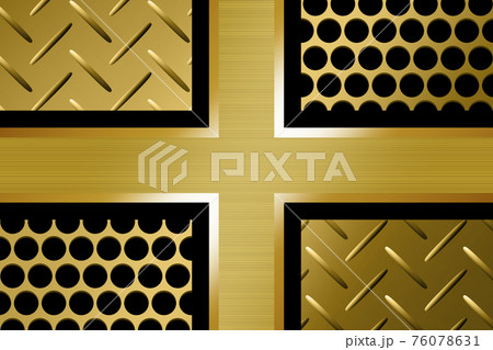 メタリックな背景 長方形 ブラック ゴールド クロスのイラスト素材