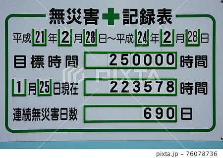 工事現場の無災害記録表 76078736