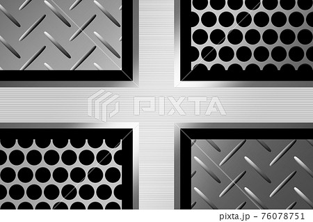 メタリックな背景 長方形 ブラック シルバー クロスのイラスト素材