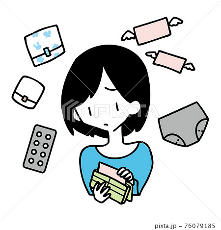 生理用品を買う女性(カラー) 76079185