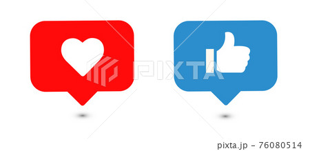 Like and Love icons. Thumbs up and heart, social media icon. Vector illustration. Like and Love icons. Thumbs up and heart, social media icon. Vector illustration. 76080514