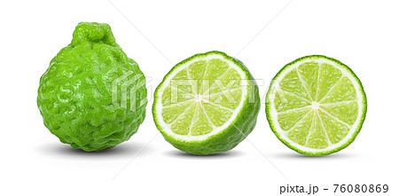 bergamot or kaffir isolated on white 76080869