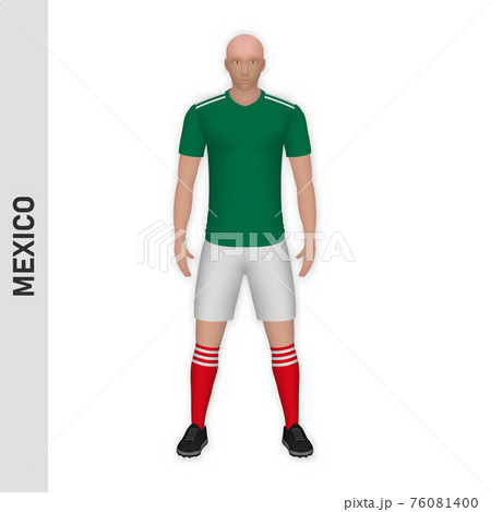 3D realistic soccer player mockup. Mexico Football Team Kit temp 3D realistic soccer player mockup. Mexico Football Team Kit temp 76081400
