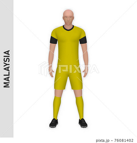 3D realistic soccer player mockup. Malaysia Football Team Kit te 76081402