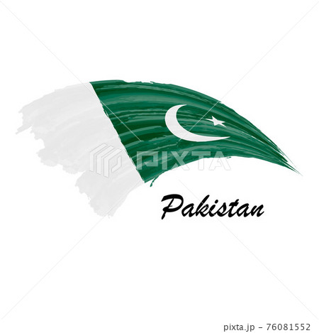 Watercolor painting flag of Pakistan. Brush stroke illustration 76081552