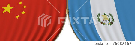 China and Guatemala political cooperation or conflict, flags and closing or opening zipper, conceptual 3D rendering China and Guatemala political cooperation or conflict, flags and closing or opening zipper, conceptual 3D rendering 76082162