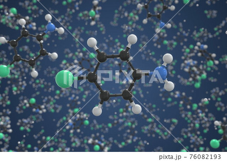 4-chloroaniline molecule. Ball-and-stick molecular model. Chemistry related 3d rendering 76082193