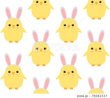 Vector seamless pattern of chick with rabbit ears 76082337
