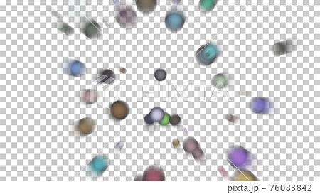 CGボール　多数の転がる球体の背景素材　ブラスと効果 76083842