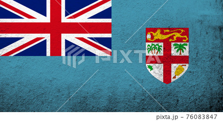 The Republic of Fiji National flag. Grunge background 76083847
