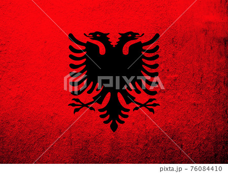 Republic of Albania National flag. Grunge background 76084410
