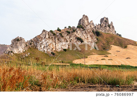 The area of 'pietra perciata' - rock with holes - near the mining area in Riesi The area of 'pietra perciata' - rock with holes - near the mining area in Riesi 76086997