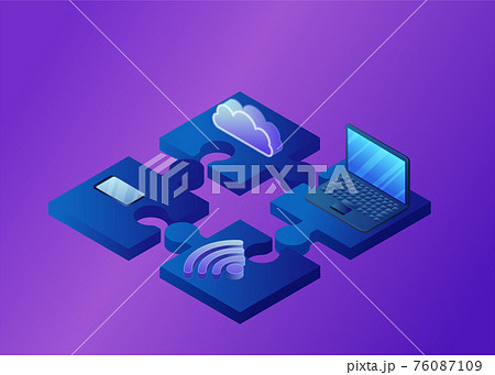 Cloud and wireless technology communication in computer and smar 76087109