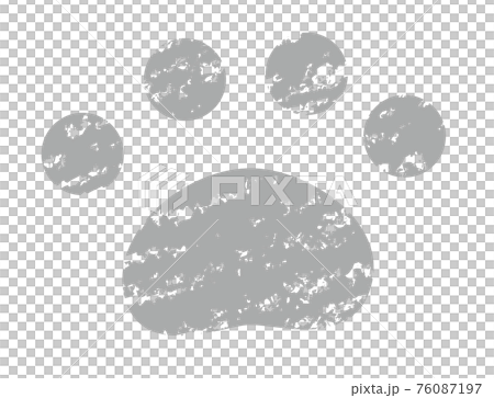 グレーの動物の足跡　手書き風　クレヨンタッチ 76087197