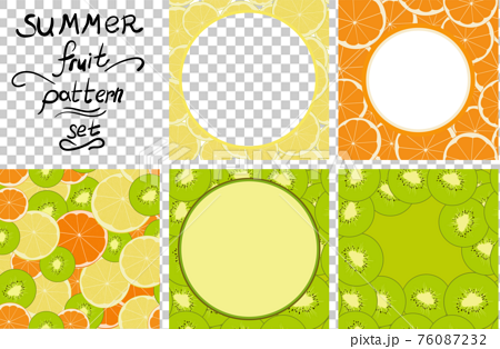 square background set with kiwi and citrus fruit 76087232