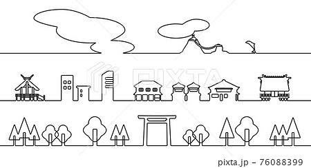 伊勢の街並 モノクロ線画 伊勢の街並 モノクロ線画 76088399
