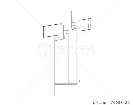 箱ポケット　断面図　縫製仕様書　部分図 76088420