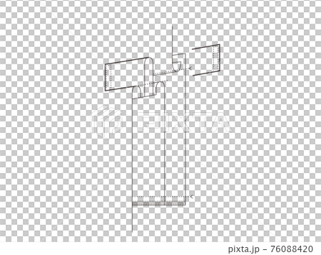 箱ポケット　断面図　縫製仕様書　部分図 76088420