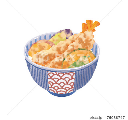 リアルで美味しそうな天丼のイラストレーション 76088747