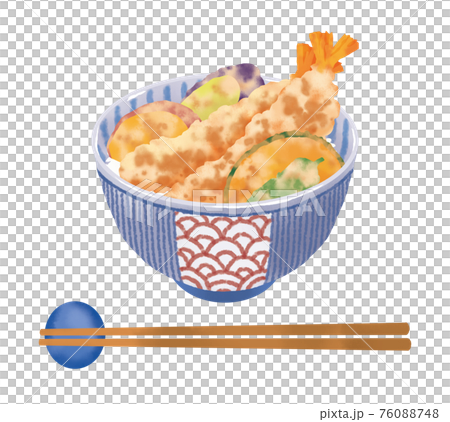 リアルで美味しそうな天丼のイラストレーションのイラスト素材