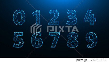 Polygonal vector illustration of numbers from zero to nine. A set of numbers made from lines and dots. Polygonal vector illustration of numbers from zero to nine. A set of numbers made from lines and dots. 76089320