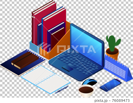 comfortable workplace with laptop isometric style comfortable workplace with laptop isometric style 76089473