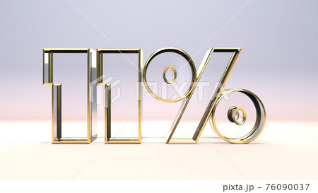11% 3d glass material surrounded by a golden frame, discount business concept 3d render illustration 11% 3d glass material surrounded by a golden frame, discount business concept 3d render illustration 76090037
