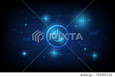 Power button neon glowing lines, Power button concept, Science and technology background Power button neon glowing lines, Power button concept, Science and technology background 76090116