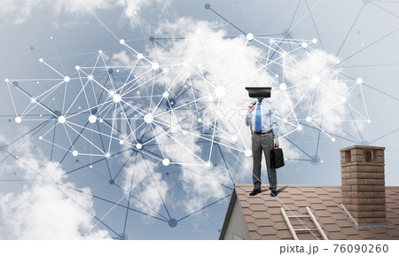 Concept of security and privacy protection with camera headed ma 76090260
