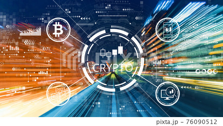Crypto Trading theme with high speed motion blur Crypto Trading theme with high speed motion blur 76090512