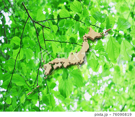 木漏れ日の下の日本地図 76090819