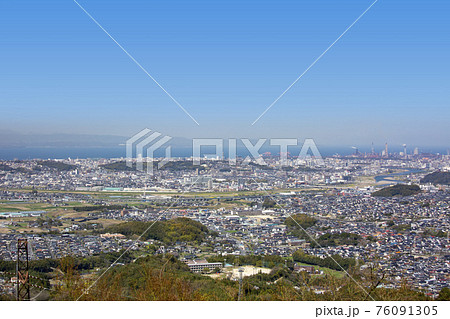 大分市街地と別府湾、国東半島の眺望 76091305