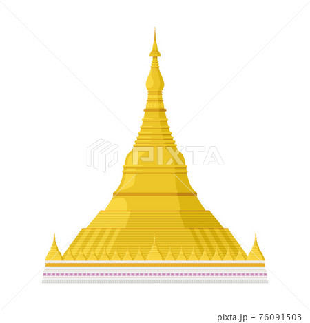 Shwedagon Pagoda (Yangon, former Rangoon, Burma). Isolated on white background vector illustration. Shwedagon Pagoda (Yangon, former Rangoon, Burma). Isolated on white background vector illustration. 76091503