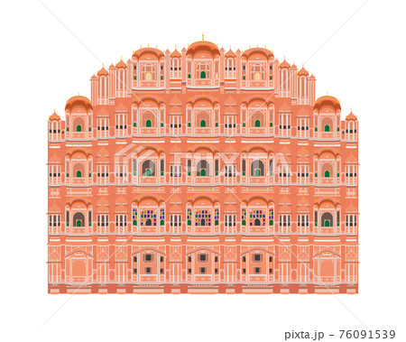 Hawa Mahal, Jaipur, India. Isolated on white background vector illustration. 76091539