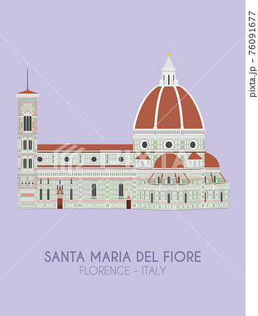 Modern design poster with colorful background of Santa Maria del Fiore (Florence, Italy). Vector illustration Modern design poster with colorful background of Santa Maria del Fiore (Florence, Italy). Vector illustration 76091677